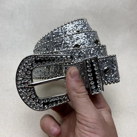 Y2k 2000s silver star rhinestone crystal grunge goth emo punk belt - Picture 5 of 8